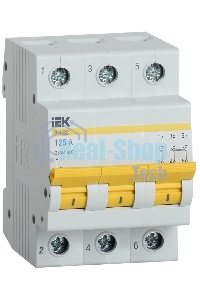 Выключатель нагрузки (мини-рубильник) ВН-32 3Р 125А IEK MNV10-3-125