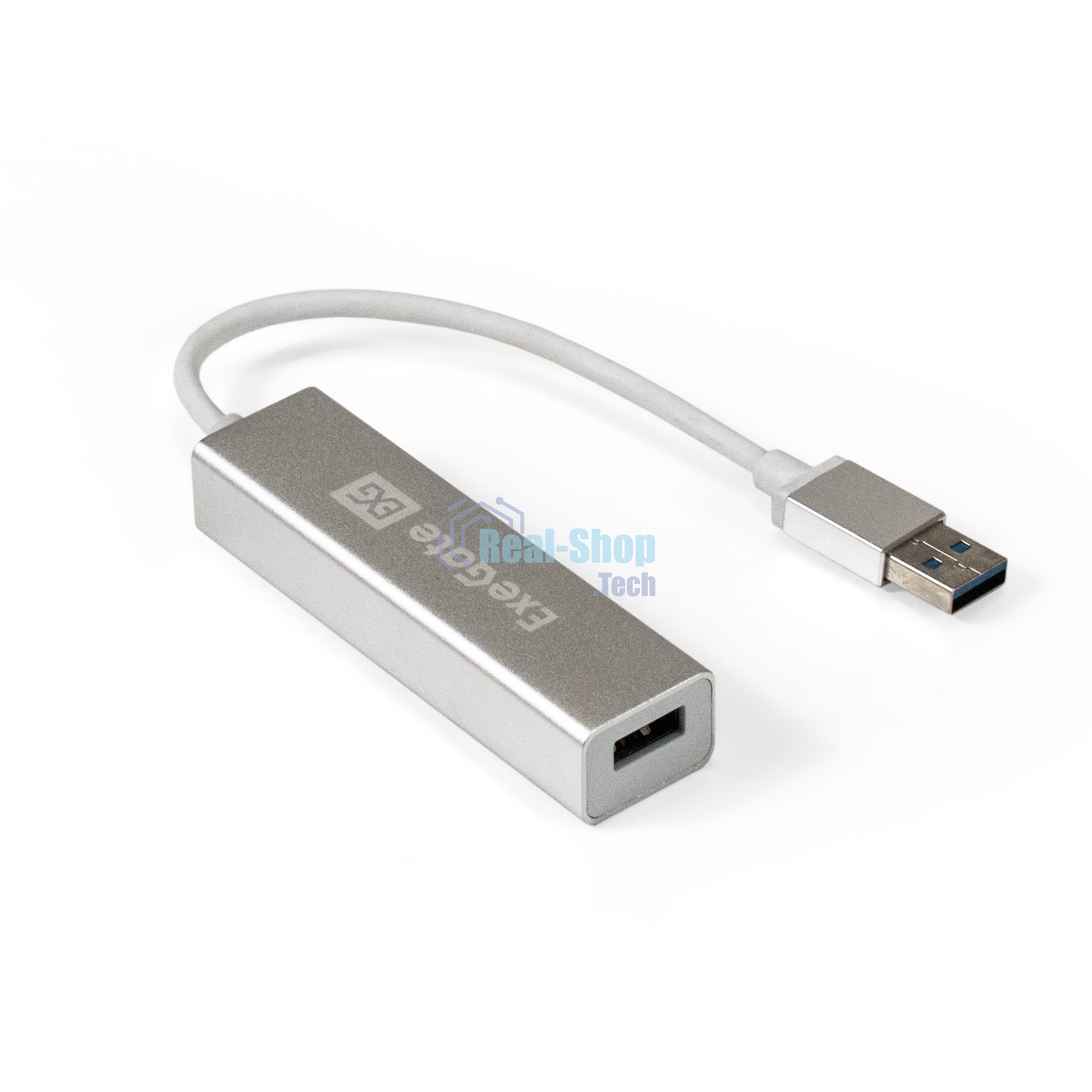 USB-концентратор ExeGate DUB-4 (кабель-адаптер USB3.0 --> 4xUSB3.0, Plug&Play, серебристый)