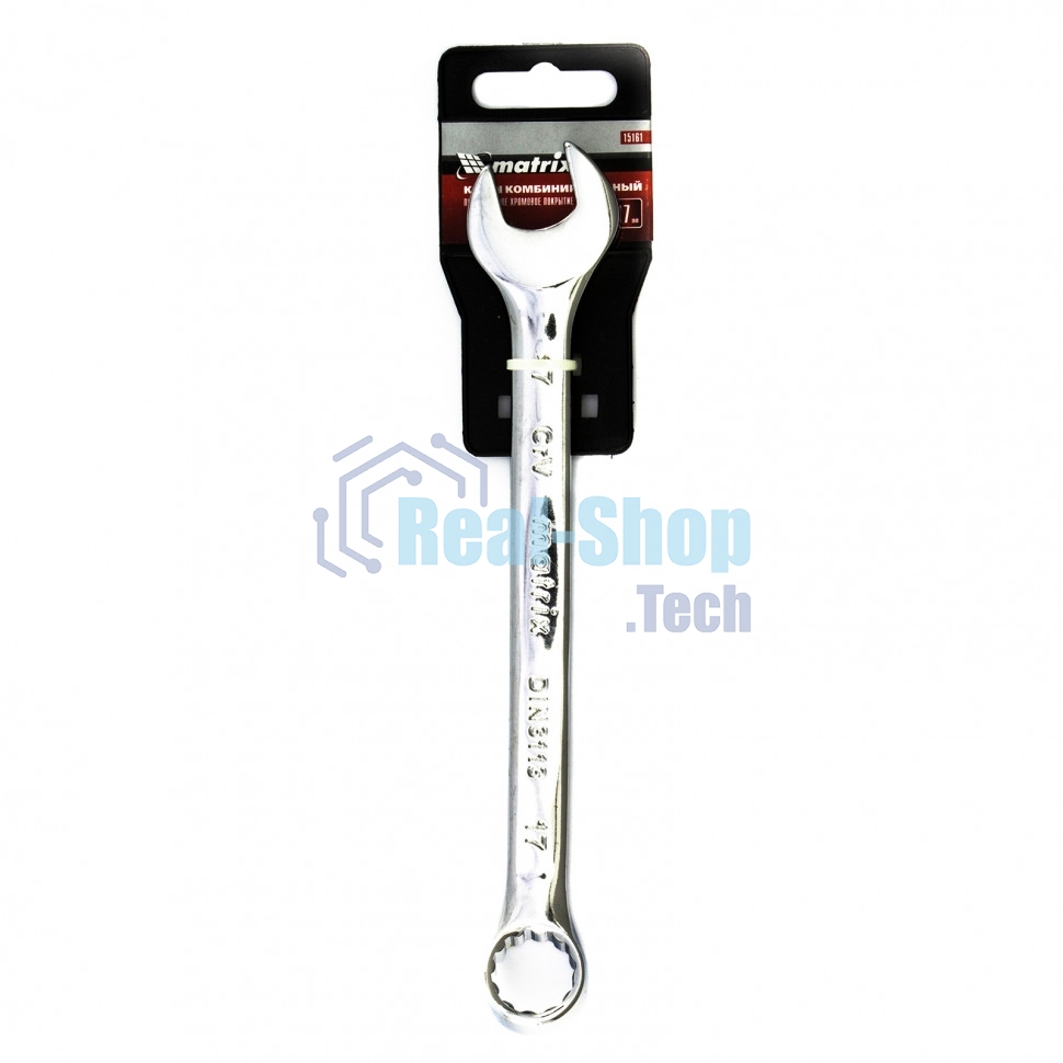 Ключ комбинированный Matrix, 17 мм, CrV, полированный хром