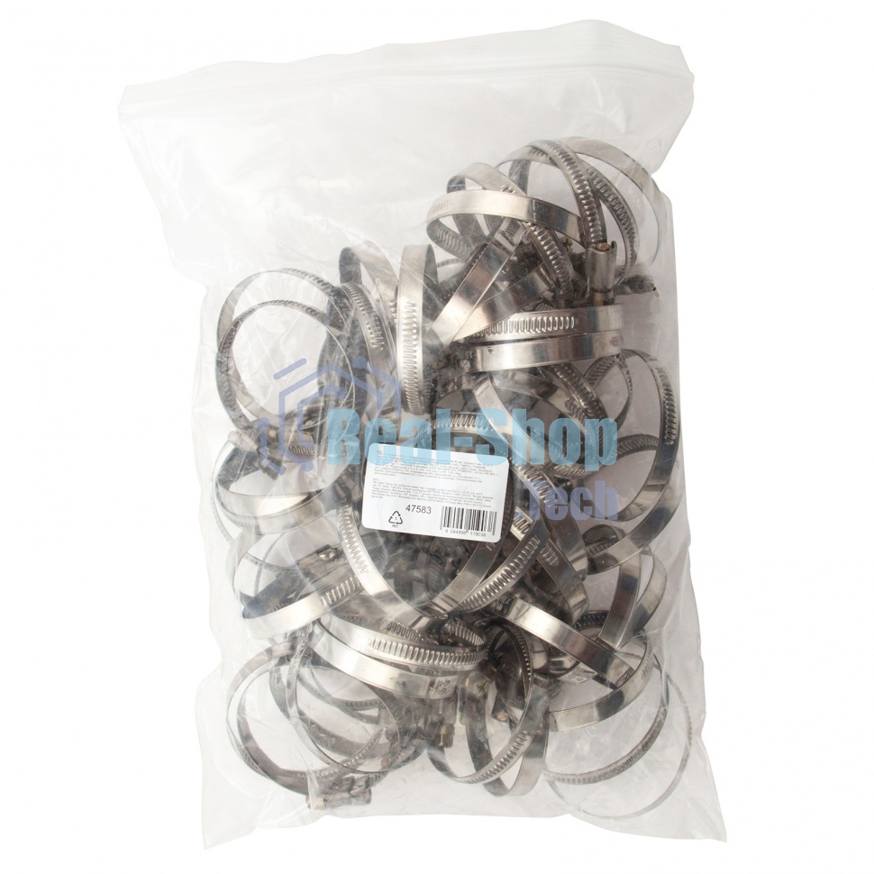 Хомуты Сибртех нержав. сталь, стандартное болтовое крепление 40-60 мм, ширина 9 мм, 50 шт. 47583