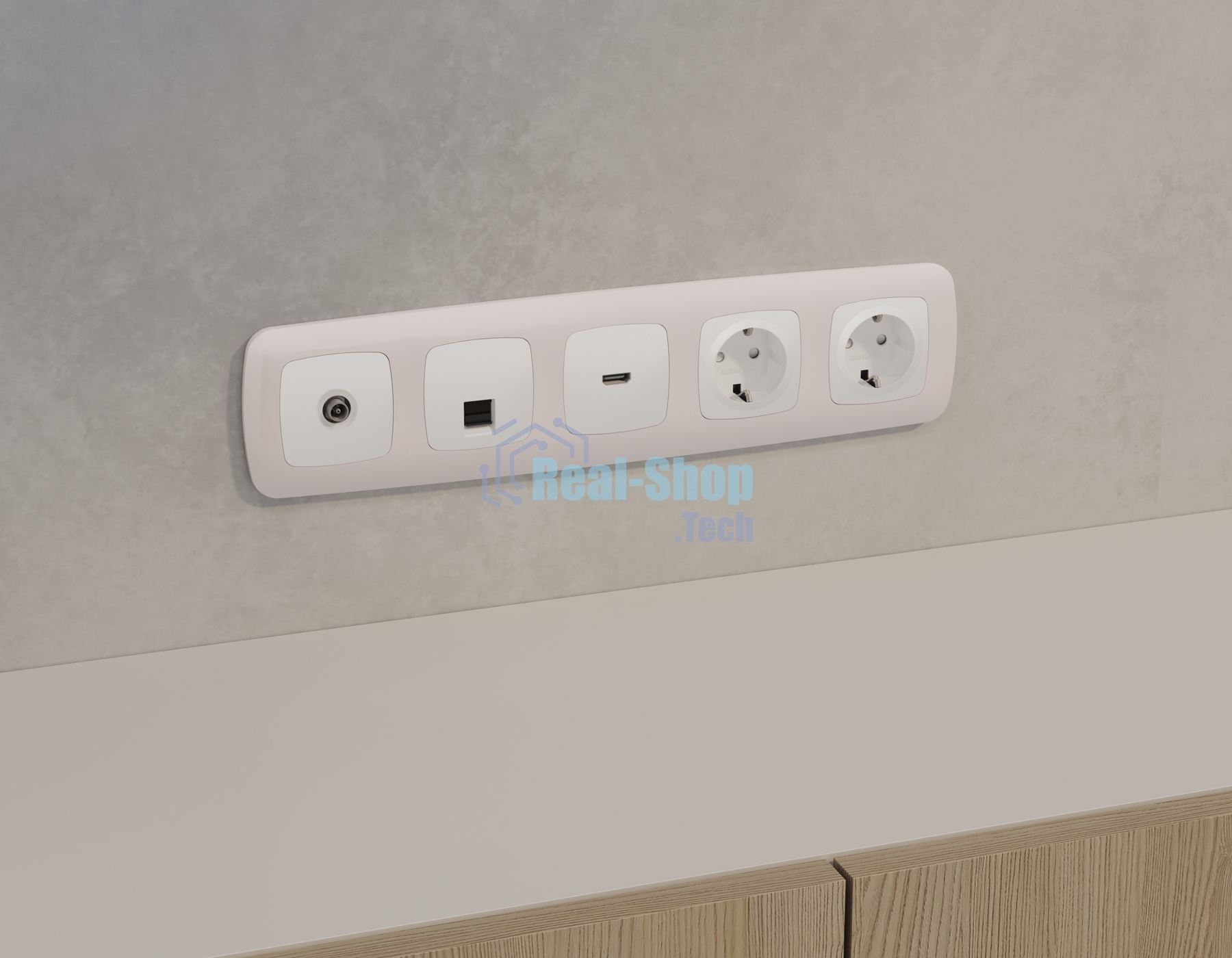 Комплект механизма компьютерной розетки RJ-45 экранированной с автоматической защитной шторкой OMEGA Белый матовый QUANT (OP1320, VM185) MO132005