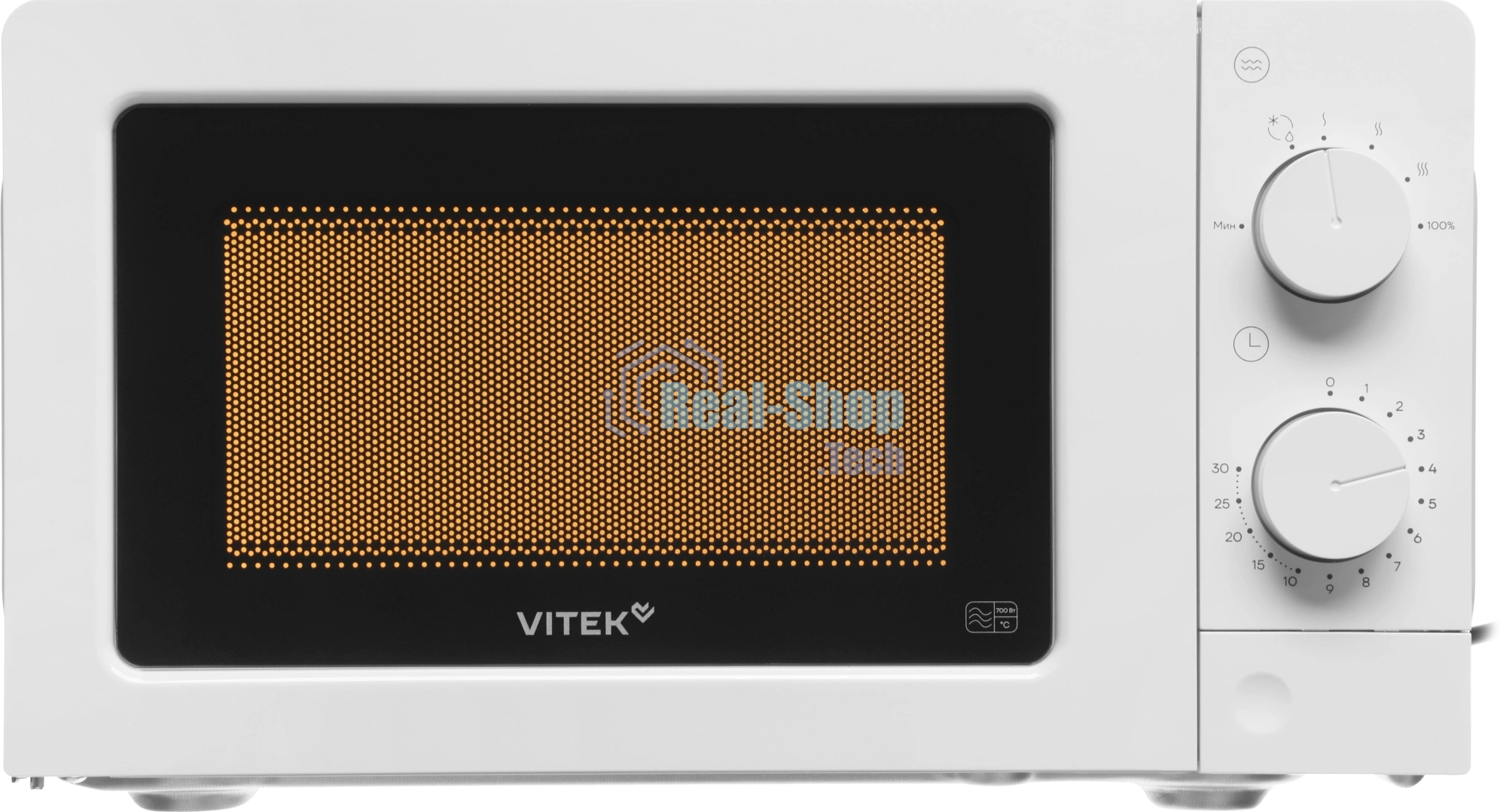 Микроволновая печь Vitek VT-MW0820 белый, 20 л, 700 Вт, переключатели - поворотный механизм