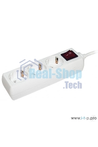 Сетевой удлинитель IEK У03К, выкл. 3 места, 2 Р + P Е/5 метров, 3х1 мм2, 16А/250, белый