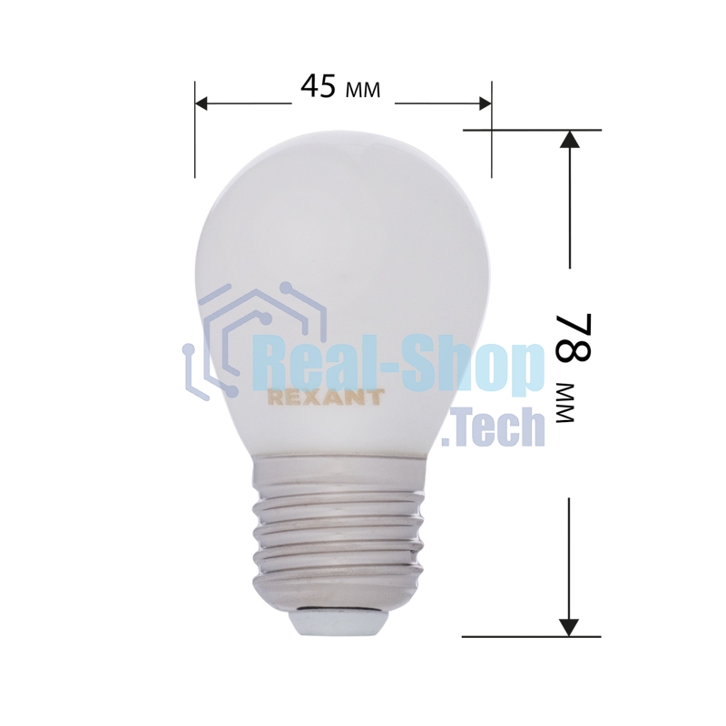 Лампа светодиодная филаментная Rexant Шарик GL45 9.5 Вт 915 Лм 2700K E27 матовая колба