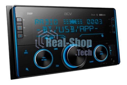 Автомагнитола ACV ADX-211BM, 2 DIN, Bluetooth, USB Type-A, AUX, пульт ДУ