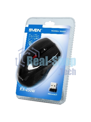 Мышь беспроводная SVEN RX-450W черный, 3200 dpi, радиоканал, USB, кнопки - 6