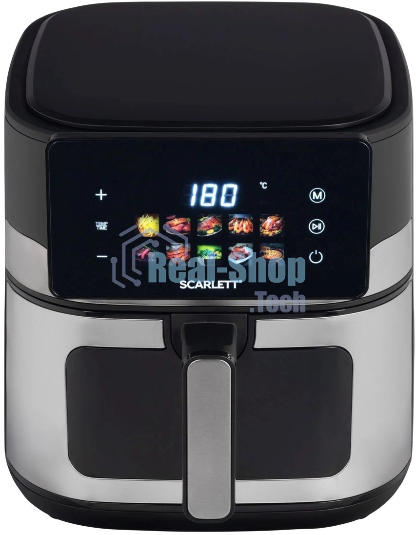 Аэрогриль Scarlett SC-AF15S12D нержавеющая сталь/черный, 1500 Вт, 6 л, сенсор, 10 программ