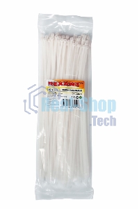 Хомут-стяжка кабельная нейлоновая Rexant 300 x7,6 мм, белая, упаковка 100 шт.