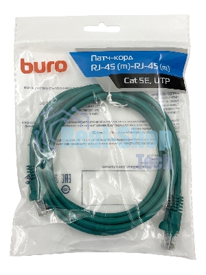 Патч-корд Buro UTP cat.5e 2м зеленый RJ-45 (m)-RJ-45 (m)