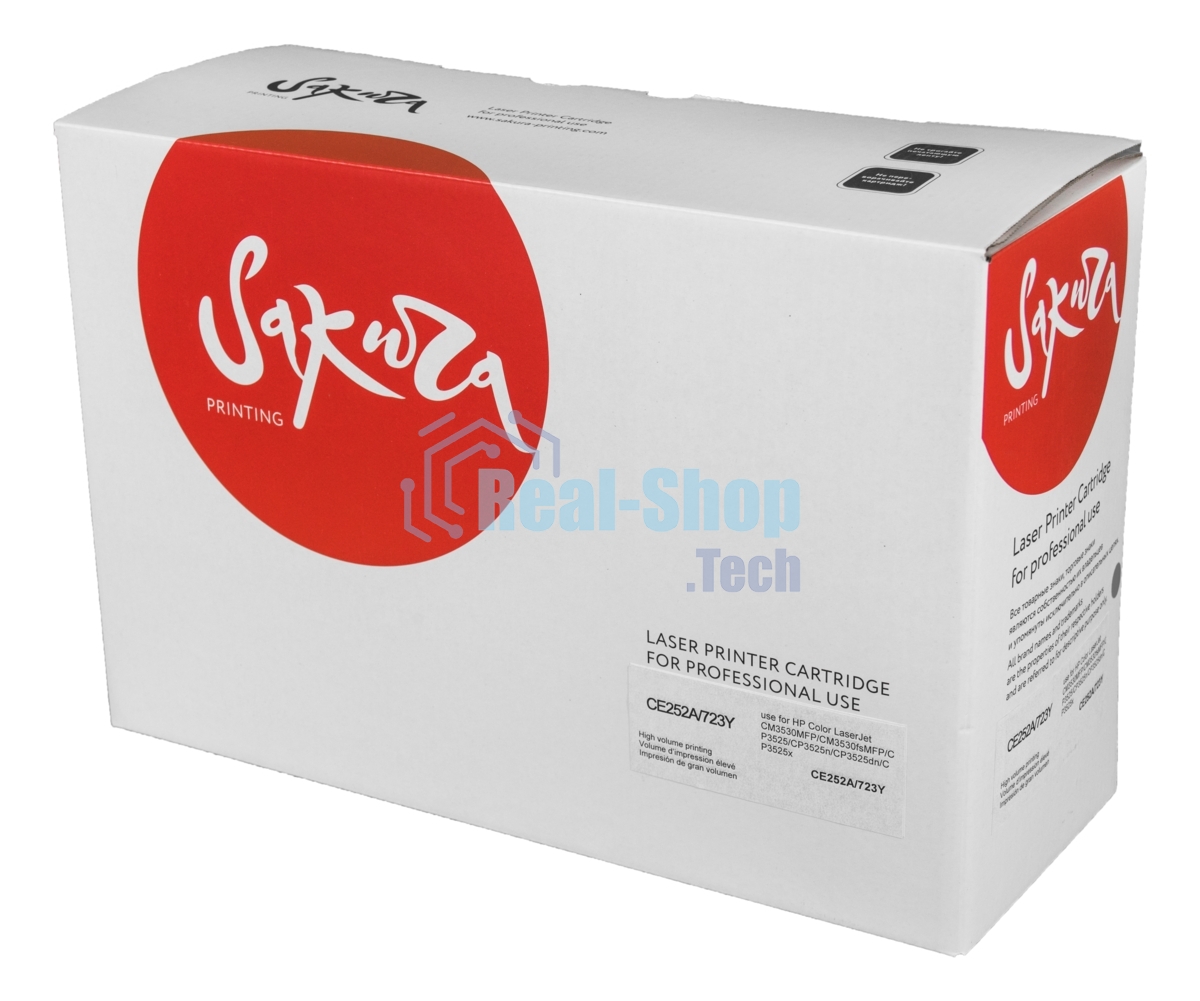 Картридж лазерный Sakura CE252A для HPColor LaserJet CM3530MFP/CM3530fsMFP/CP3525/CP3525n/CP3525dn/CP3525x, желтый, 7000 к.