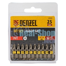 Набор бит Denzel PH1х25, сталь S2, шестигранный профиль, 10 шт.