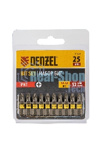 Набор бит Denzel PH1х25, сталь S2, шестигранный профиль, 10 шт.