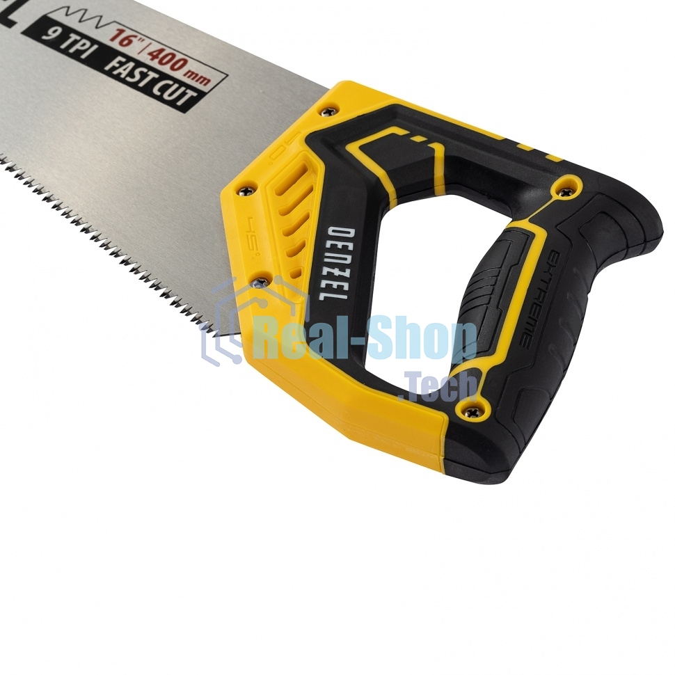 Ножовка по дереву Denzel 400 мм, 11 TPI, зуб 3D, двухкомпонентная рукоятка