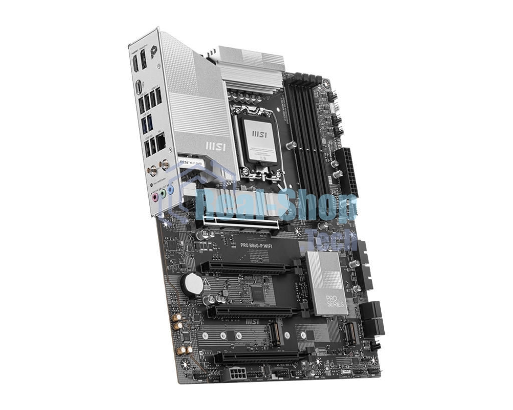 Материнская плата MSI PRO B860-P WIFI, LGA 1851, Intel B860, 4xDDR5, 4xSATA, 3xM.2, 1xPCIe 5.0 x16, 1xPCIe 4.0 x4, 2xPCIe 4.0 x1, 1xHDMI, 1xDP, 1xUSB-C, 1x 5Gb LAN, 2xUSB-A 3.2 Gen 2, 2xUSB-A 3.2 Gen 1, 4xUSB-A 2.0, 3x3.5 мм, 7.1, Wi-Fi 7, ATX