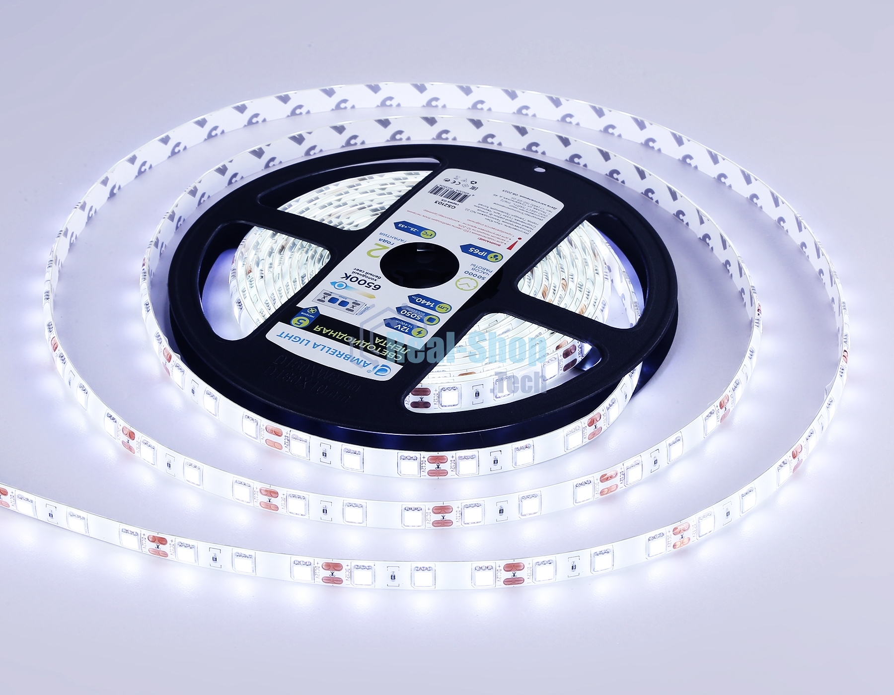 Светодиодная лента Ambrella light GS2103 5050 60Led/ 14.4W m/ 12V IP65 6500K/ 5000*10*2.87mm (2 конт.)