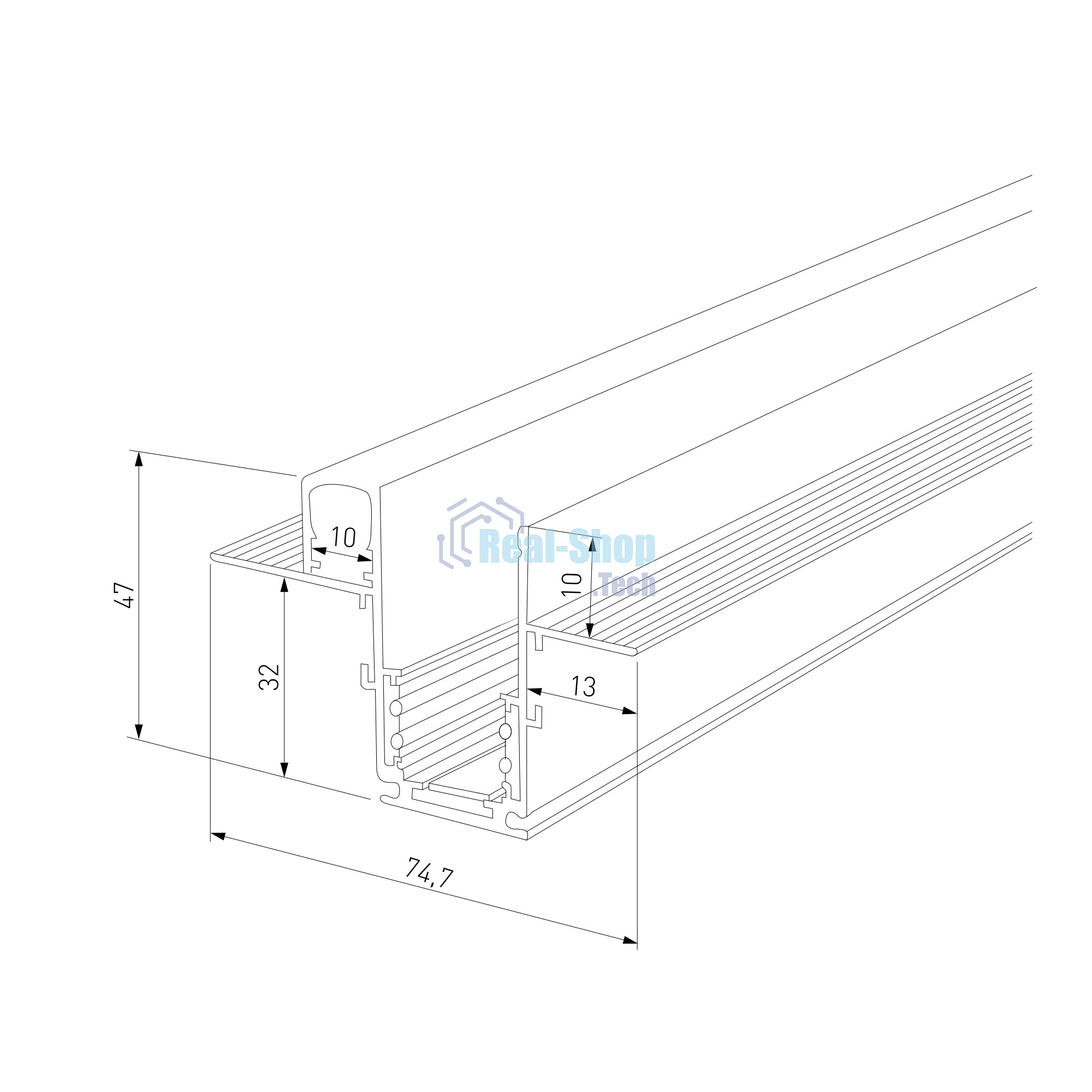 Slim Magnetic Шинопровод встраиваемый с местом под светодиодную ленту (чёрный) (2м) 85132/00