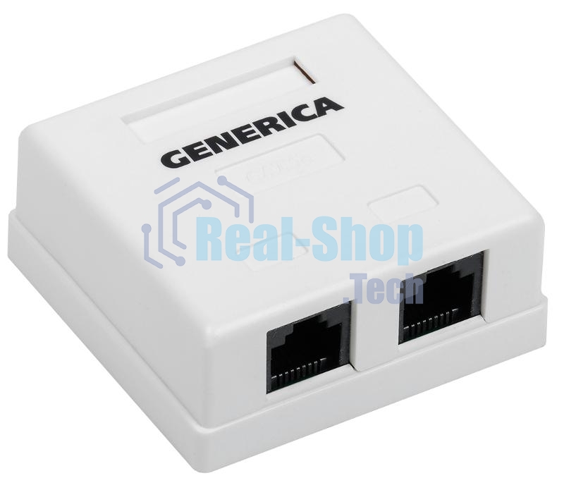 Розетка инф. настенная RJ45 кат. 5Е UTP 2 порта | CS2-1C5EU-22-G | GENERICA