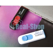 Флешка USB ADATA C008 (AC008-32G-RWE), 32Gb, USB 2.0, R/W 15/5, белый/синий