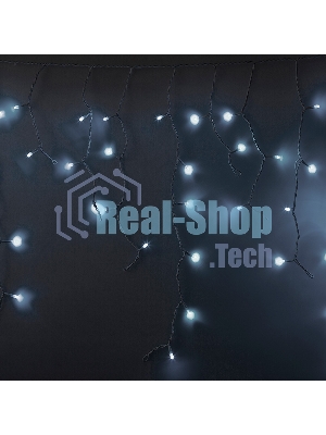 Гирлянда Neon-night Айсикл (бахрома) светодиодный, 5,6 х 0,9 м, с эффектом мерцания, БЕЛЫЙ провод 