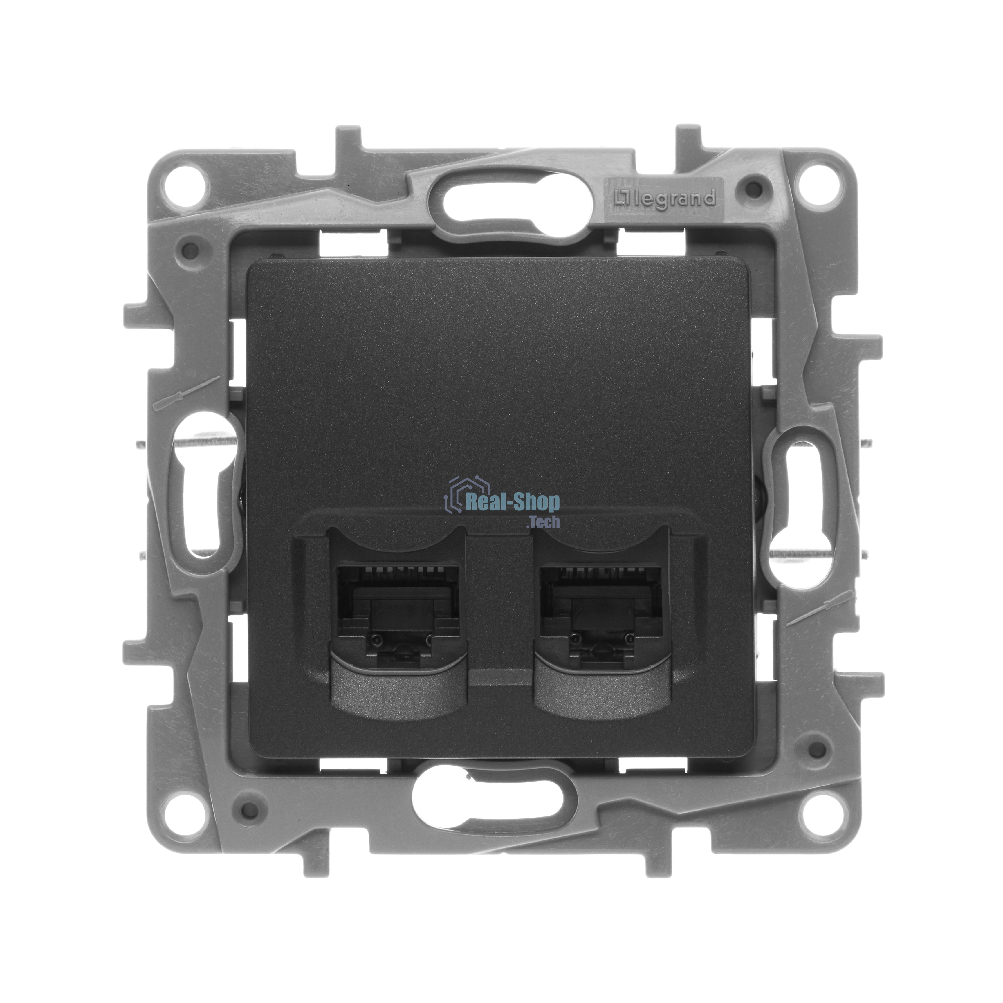 Розетка компьютерная 2-ая RJ45, кат.5е UTP 672655 Legrand Etika Антрацит