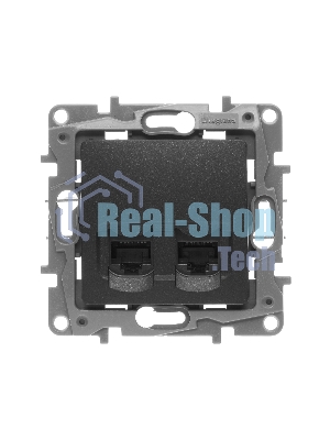 Розетка компьютерная 2-ая RJ45, кат.5е UTP 672655 Legrand Etika Антрацит