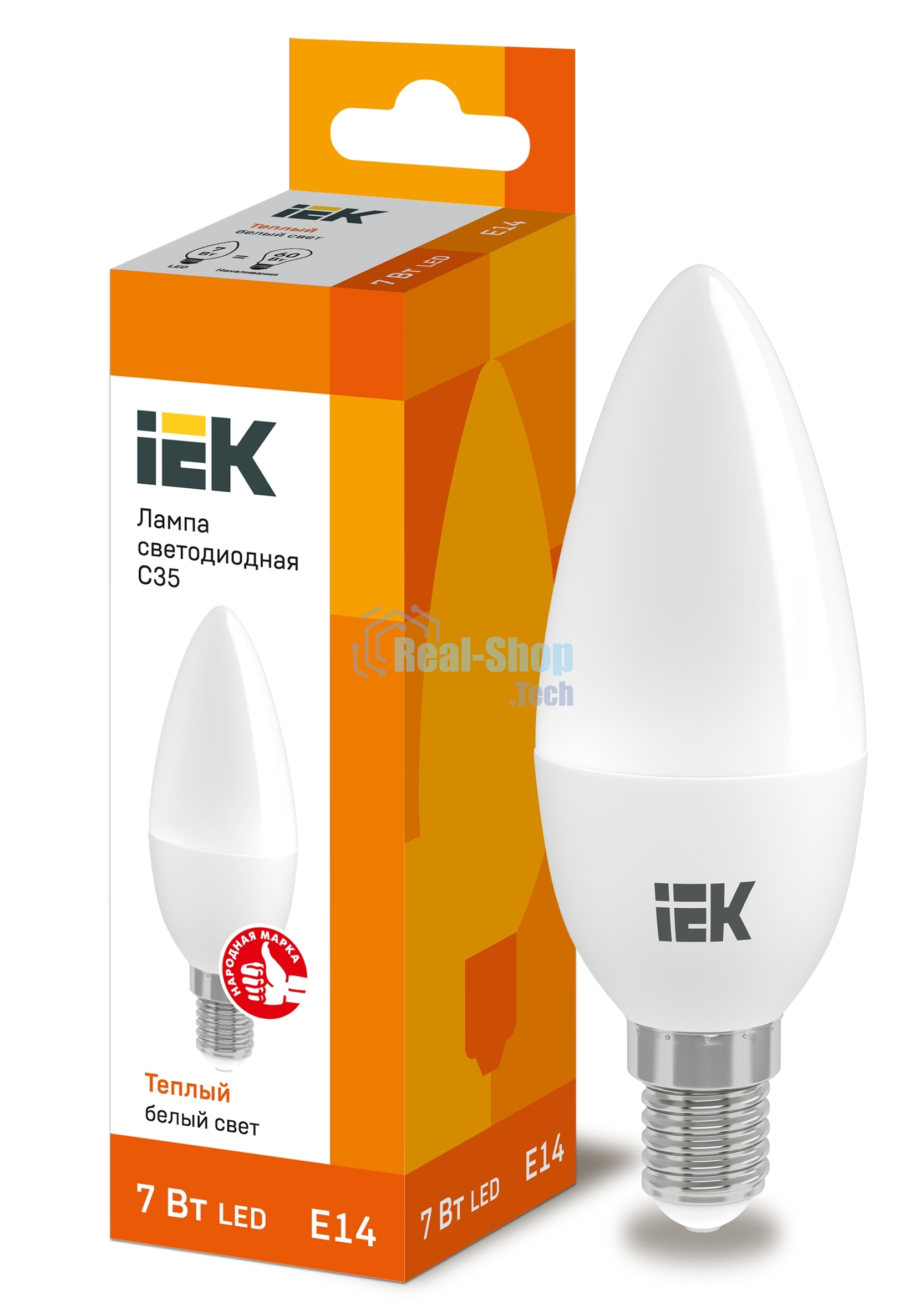 Лампа cветодиодная Iek LLE-C35-7-230-30-E14 ECO C35 свеча 7Вт 230В 3000К E14