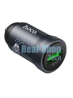 Автомобильное зарядное устройство Hoco, 18Вт, USB, Z62, металлический серый, коробка
