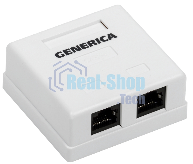 Розетка инф. настенная RJ45 кат. 5Е UTP 2 порта | CS2-1C5EU-22-G | GENERICA