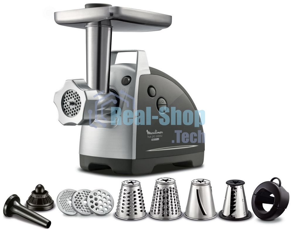 Мясорубка электрическая Moulinex ME688832 черный, 2200 Вт, 4.5 кг/мин, реверс, насадки - 6