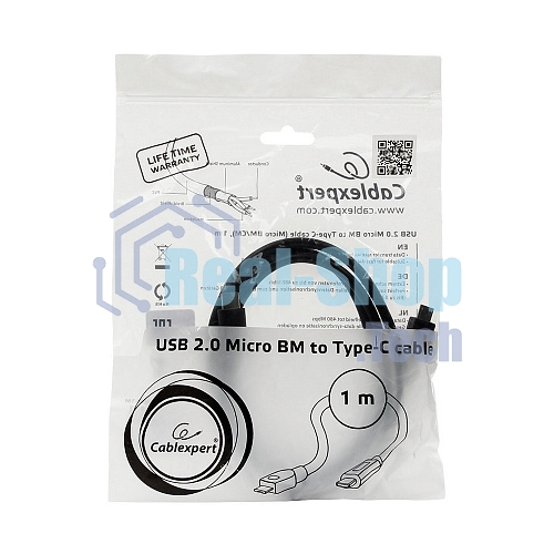 Кабель Cablexpert CCP-USB2-mBMCM-1M USB2.0 microBM/USB3.1TypeC, 1м, 