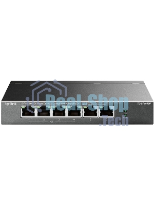 Коммутатор TP-Link 4-port 10/100Mbps Unmanaged PoE+ Switch with 2 10/100Mbps uplink ports, meta case, desktop mount, 4 802.3af/at compliant PoE+ port, 2 10/100Mbps uplink ports, DIP switches for Extend mode, Isolation mode and Priority mode, up to 250m PoE power supply