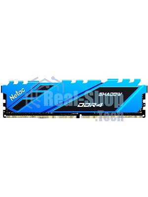 Оперативная память NETAC Shadow, DDR4, 16GB (1x16GB), 3200MHz, CL16, DIMM, с радиаторами, синий