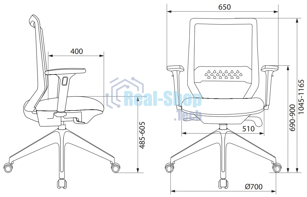 Кресло офисное Бюрократ MC-611NL черный TW-01 38-418 сетка/ткань, крестов. 4-луч. пластик