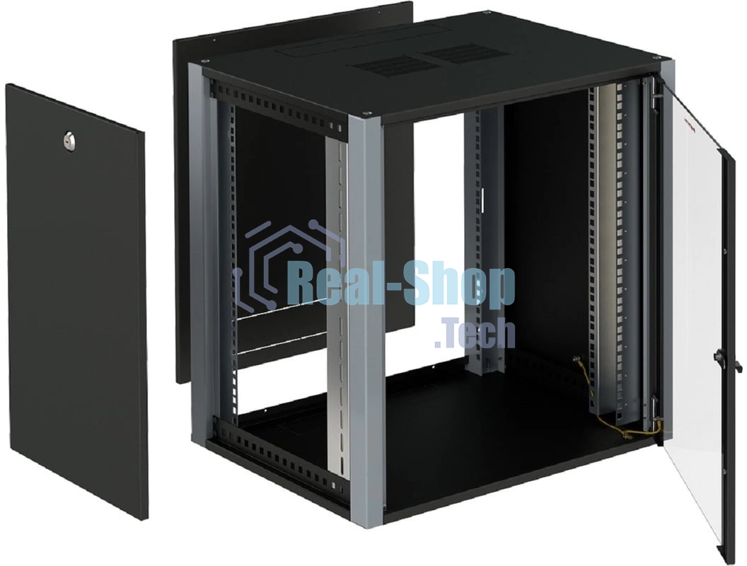 Шкаф коммутационный Sysmatrix (WP 6312.910) настенный 12U 600x350 мм пер. дв. стекл 2 бок. пан. 60 кг черный 20 кг IP20