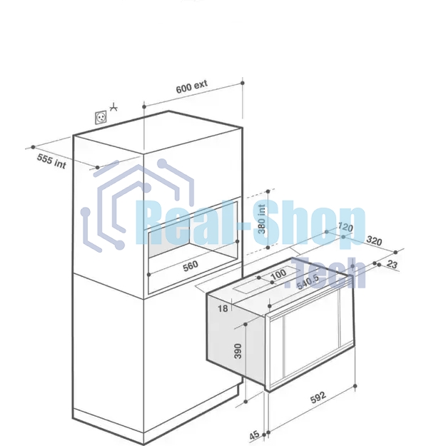 Микроволновая печь встраиваемая Brandt, 3 функции приготовления, 8 автоматических программ, гриль, размораживание, сенсорное управление, таймер, объем 25 л, защита от детей, черный