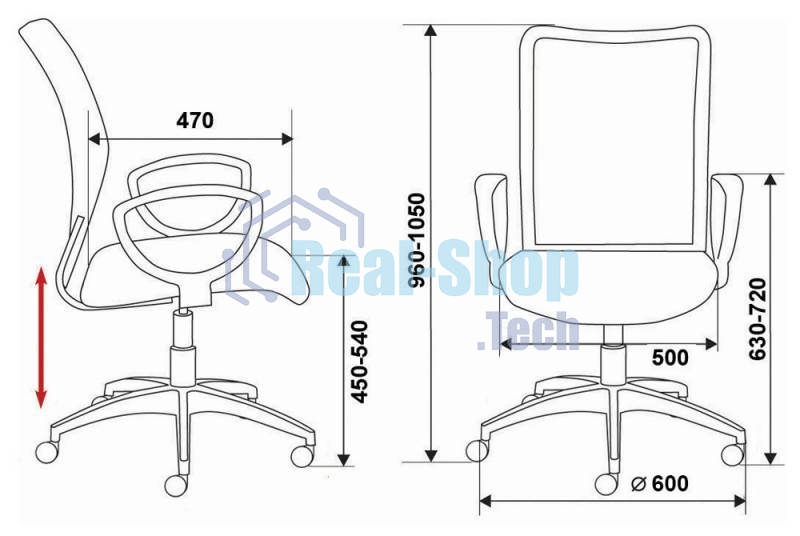 Кресло компьютерное Бюрократ Ch-599/R/TW-97N спинка сетка красный TW-35N, сиденье красный TW-97N