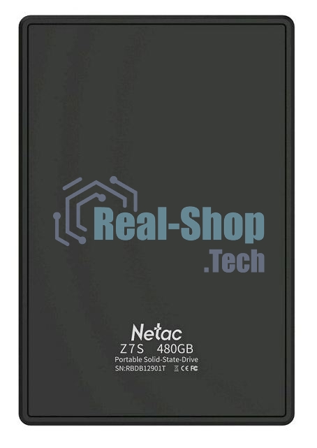 Внешний SSD Netac Z7S, 480 Gb, USB 3.2 Gen 2 Type-C, R/W 550/480, черный