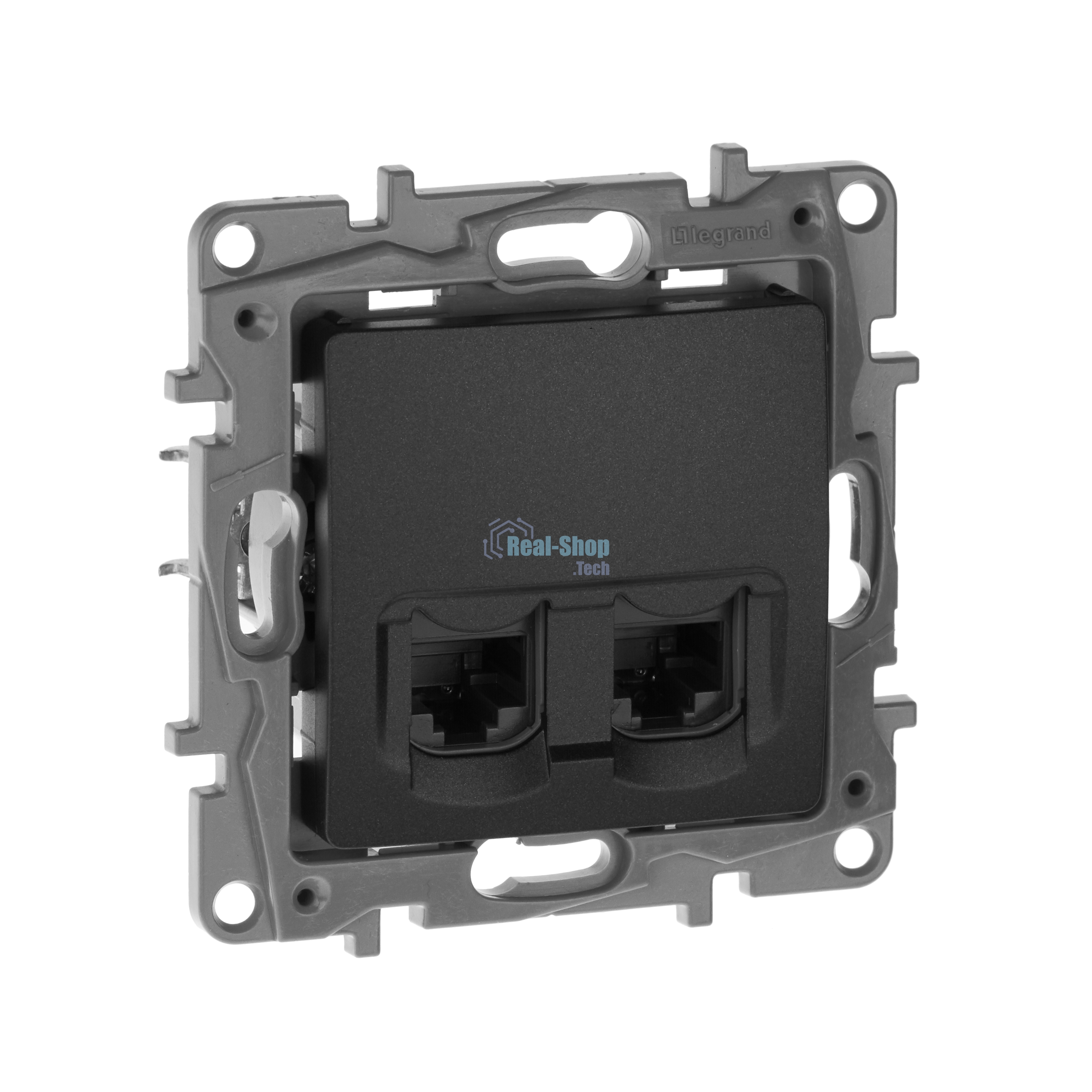 Розетка компьютерная 2-ая RJ45, кат.5е UTP 672655 Legrand Etika Антрацит