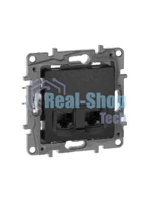 Розетка компьютерная 2-ая RJ45, кат.5е UTP 672655 Legrand Etika Антрацит