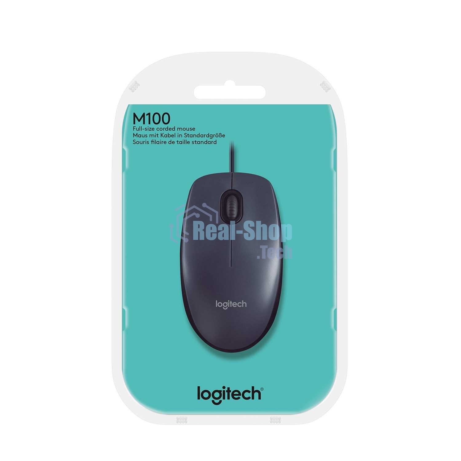 Мышь проводная Logitech M100/100R DARK/GREY (темно-серая/черная), 1000 dpi, USB, кнопки - 3