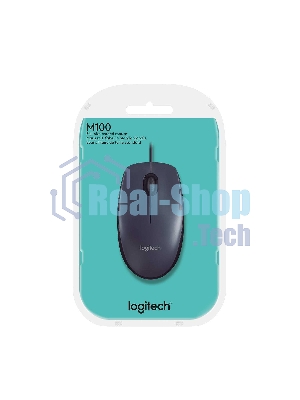 Мышь проводная Logitech M100/100R DARK/GREY (темно-серая/черная), 1000 dpi, USB, кнопки - 3