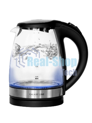Чайник электрический Galaxy Line GL 0560, черный, стекло, 2200 Вт, 1,7 л, LED-подсветка