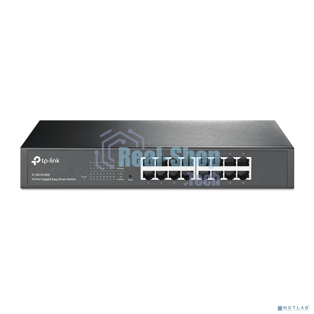 Сетевой коммутатор TP-Link SMB TL-SG1016DE 16-Port Gigabit Easy Smart Switch, 16 10/100/100Mbps RJ45 ports, MTU/Port/Tag-based VLAN, QoS, IGMP Snooping
