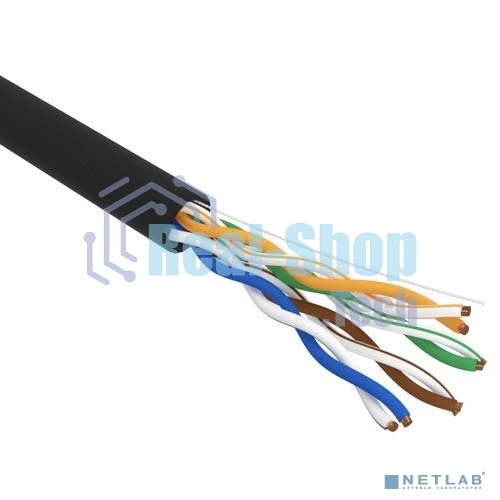Кабель витая пара Rexant U/UTP, cat.5e, PE, 4PR, 24AWG, OUTDOOR, SOLID, черный, 305м