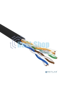 Кабель витая пара Rexant U/UTP, cat.5e, PE, 4PR, 24AWG, OUTDOOR, SOLID, черный, 305м