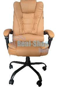 Кресло компьютерное с вибромассажем Cactus CS-CHR-OC05M-BR бежевый, эко.кожа, с подголов. крестов. пластик черный