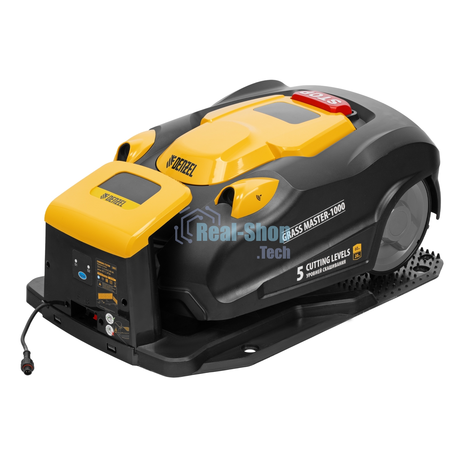 Робот-газонокосилка Denzel Grass Master 1000, ультразвуковой датчик, 3 Ач, LCD дисплей, Wi-Fi