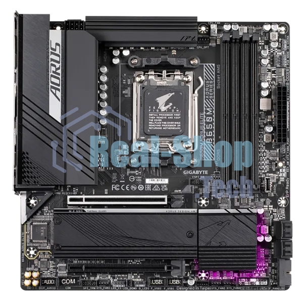 Материнская плата Gigabyte B650M AORUS ELITE, Socket AM5, AMD B650, 4xDDR5, 4xSATA, 2xM.2, 1xPCI-E 4.0 x16, 1xPCI-E 4.0 x4, 1xHDMI, 1xDP, 1x 2.5Gb LAN, 5xUSB-A 3.2 Gen 1, 2xUSB-A 3.2 Gen 2, 4xUSB-A 2.0, 1xUSB-C 3.2 Gen 2, 2x3.5 мм, 7.1, Micro-ATX