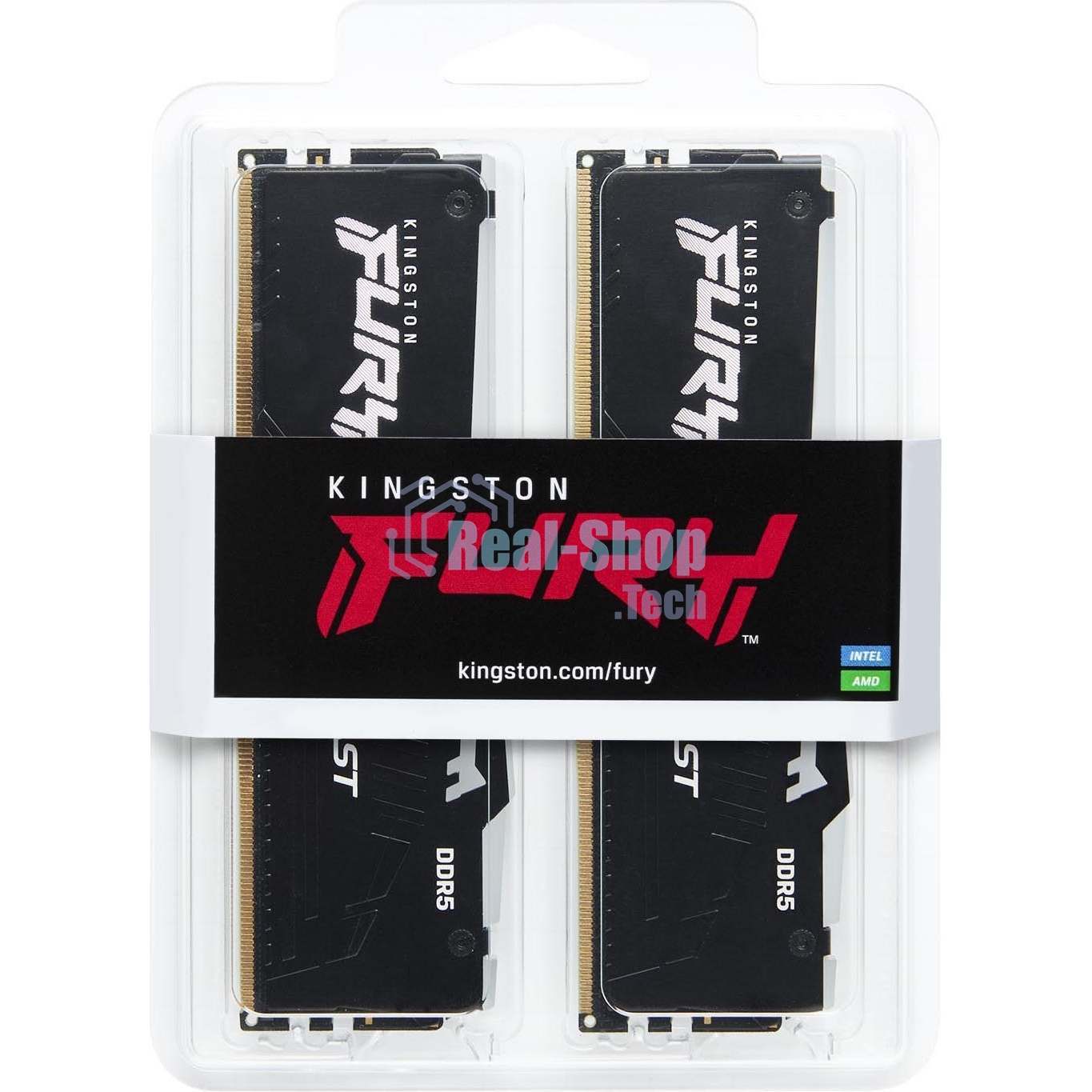 Оперативная память Kingston Fury Beast, DDR5, 64Gb (2x32GB), 5600MHz, CL36, DIMM, радиатор, RGb, черный