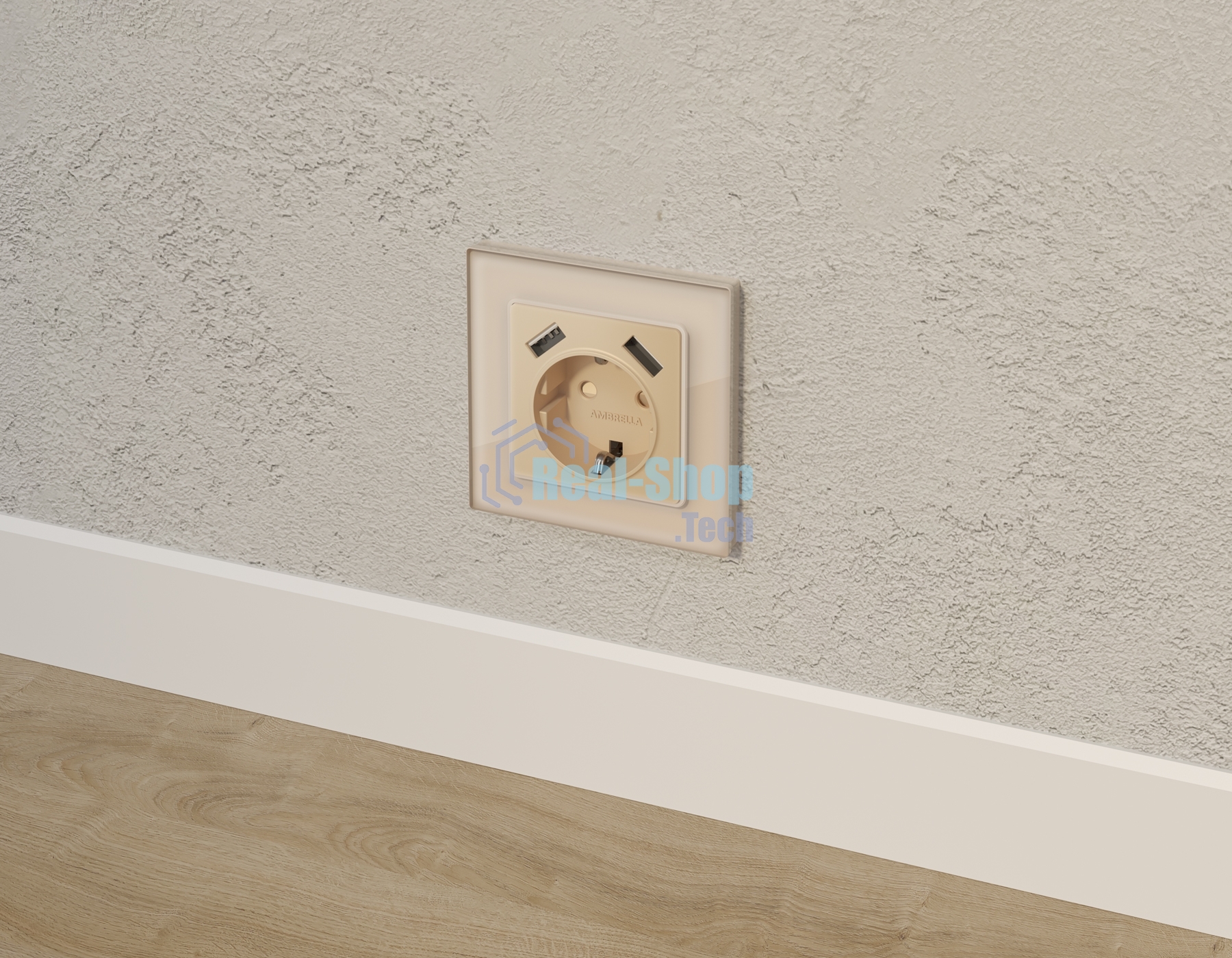 Комплект механизма электрической розетки ALFA Шампань 2USB A+A 18W (быстрая зарядка) с/з QUANT (AP6090, VM155) MA609010